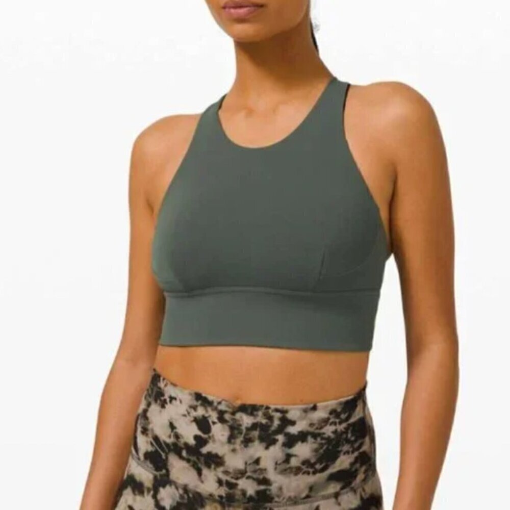 Lululemon Long Line Bra Smoked Spruce Size 4 NWT